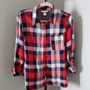 Christopher & Banks red flannel blouse M